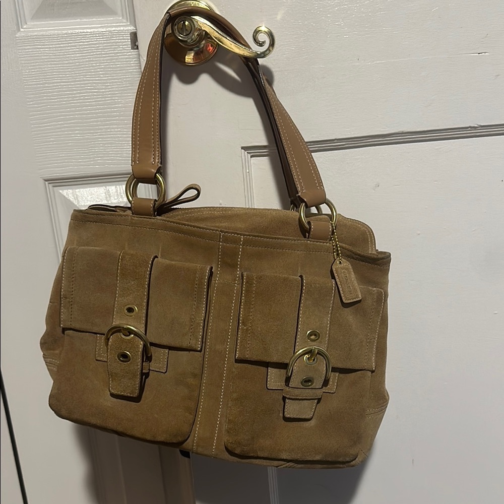 Coach Tan Leather Shoulder Bag with Double Handles
